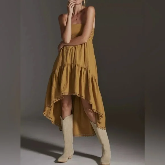 Maeve by Anthropologie Strapless Dress mustard yellow - Size Small - Picture 1 of 11